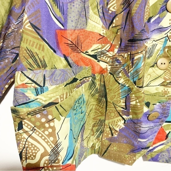 VINTAGE Como Diffusion Cotton with Abstract Pattern Blazer Size 12 - Picture 10 of 12